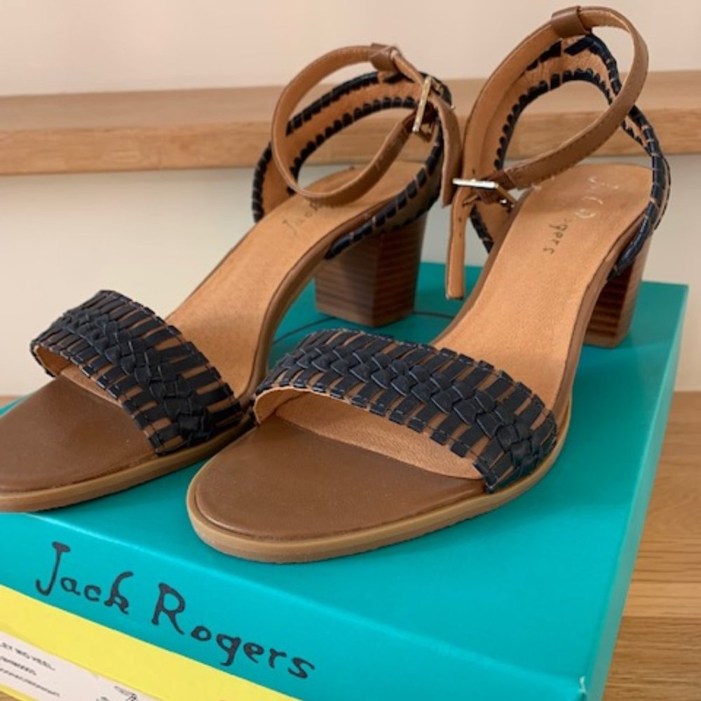 Jack Rogers Tinsley Block Heel Woven Sandals 9